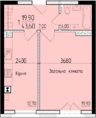 1-кімнатна 43.6 м² в ЖК Comfort Hall від забудовника, Чернівці