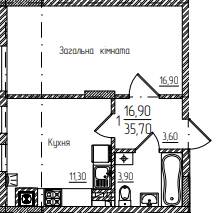 1-кімнатна 35.7 м² в ЖК Comfort Hall від 15 650 грн/м², Чернівці