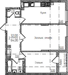 2-комнатная 64 м² в ЖК Comfort Hall от 15 650 грн/м², Черновцы