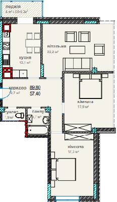 3-комнатная 89.8 м² в ЖК Водограй от 18 350 грн/м², Черновцы