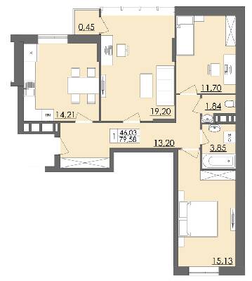 3-комнатная 79.58 м² в ЖК Родинна казка от 14 500 грн/м², Черновцы