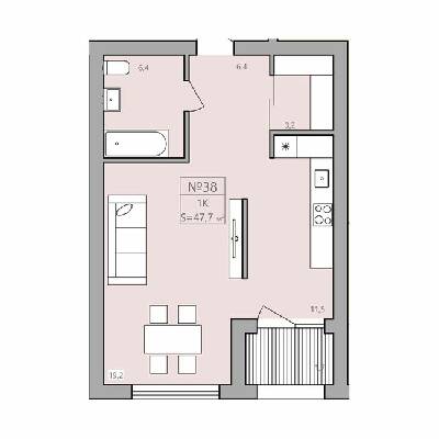 1-комнатная 47.7 м² в ЖК ЭкоДом от 11 000 грн/м², с. Петриков