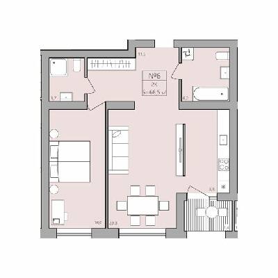 2-комнатная 68.5 м² в ЖК ЭкоДом от 12 500 грн/м², с. Петриков