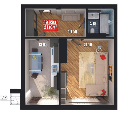 1-кімнатна 49.85 м² в ЖК Європейський квартал від 20 950 грн/м², Чернівці