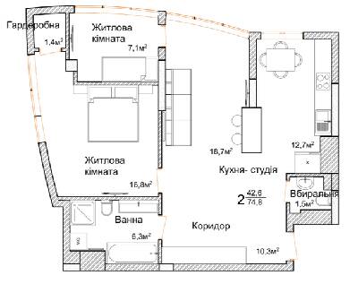 2-комнатная 74.8 м² в ЖК Маєток Буковинський от 24 050 грн/м², Черновцы