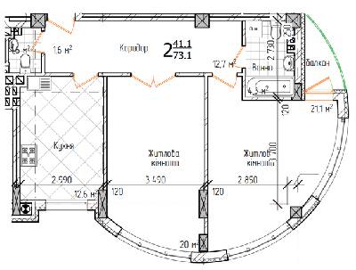 2-кімнатна 73.1 м² в ЖК Маєток Буковинський від 20 700 грн/м², Чернівці