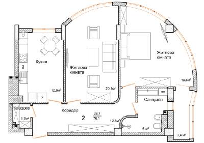 2-кімнатна 76.1 м² в ЖК Маєток Буковинський від 20 700 грн/м², Чернівці