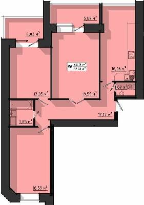 3-кімнатна 92.8 м² в ЖК на вул. Київська від 14 000 грн/м², Тернопіль