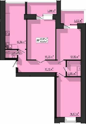 3-кімнатна 92.83 м² в ЖК на вул. Київська від 14 000 грн/м², Тернопіль