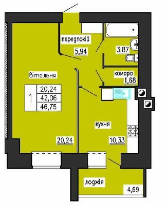 1-комнатная 46.75 м² в ЖК на ул. Лучаковского-Троллейбусная от 19 000 грн/м², Тернополь