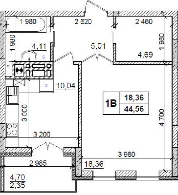 1-кімнатна 44.56 м² в ЖК Оазис Буковини від 11 450 грн/м², Чернівці