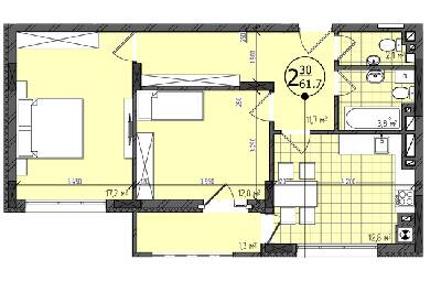 2-комнатная 61.7 м² в ЖК Престижный от 23 400 грн/м², Черновцы