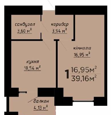 1-комнатная 39.16 м² в ЖК День і ніч от 16 500 грн/м², Тернополь