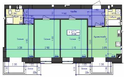 3-комнатная 81.58 м² в ЖК Южный квартал от 16 800 грн/м², Черновцы