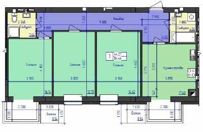 3-комнатная 84.46 м² в ЖК Южный квартал от 16 800 грн/м², Черновцы