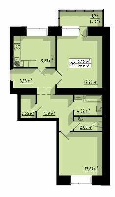 2-кімнатна 67.6 м² в ЖК на вул. Бенцаля, 7 від 9 500 грн/м², Тернопіль