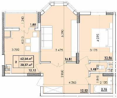 2-комнатная 62.54 м² в ЖК Венский Квартал от 18 200 грн/м², Черновцы