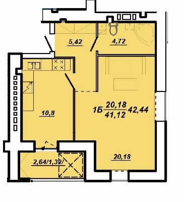 1-комнатная 42.44 м² в ЖК на вул. Яреми / вул. Текстильна от застройщика, Тернополь