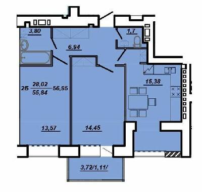 2-кімнатна 56.95 м² в ЖК на вул. Яреми / вул. Текстильна від 11 500 грн/м², Тернопіль