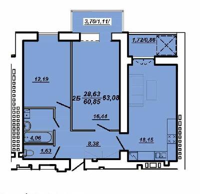 2-кімнатна 63.08 м² в ЖК на вул. Яреми / вул. Текстильна від 11 500 грн/м², Тернопіль