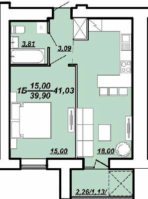 1-кімнатна 41.03 м² в ЖК Рідний Дім від 11 800 грн/м², Тернопіль