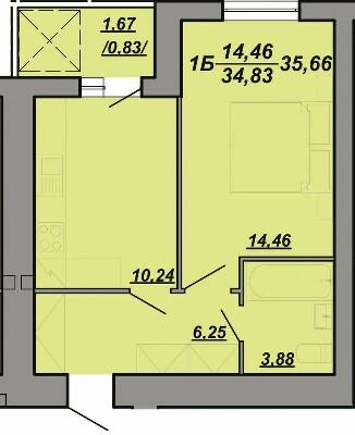 1-комнатная 35.66 м² в ЖК Рідний Дім от 11 500 грн/м², Тернополь