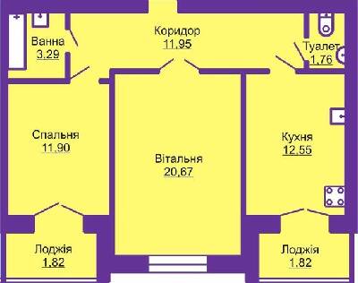 2-кімнатна 65.76 м² в ЖК Шевченківський гай від 10 000 грн/м², с. Гаї-Шевченківські