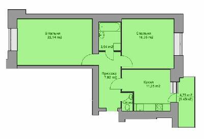 2-комнатная 64.19 м² в ЖК Комфорт Таун плюс от 17 050 грн/м², с. Петриков