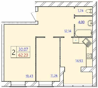 2-комнатная 62.23 м² в ЖК Avila Gold от 13 000 грн/м², Хмельницкий