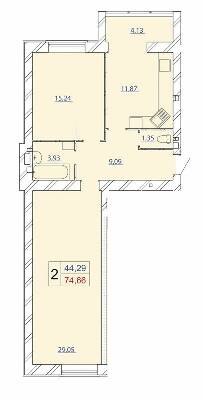 2-кімнатна 74.66 м² в ЖК Avila Gold від 17 000 грн/м², Хмельницький