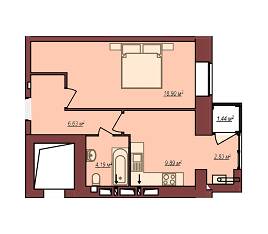 1-комнатная 42.87 м² в ЖК Дом Чехова от 13 500 грн/м², г. Каменец-Подольский