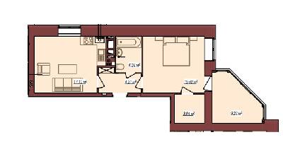 1-комнатная 54.35 м² в ЖК Дом Чехова от 12 500 грн/м², г. Каменец-Подольский