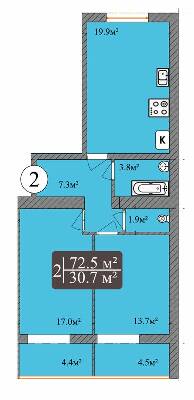 2-комнатная 72.5 м² в ЖК Dream Park от 12 000 грн/м², Хмельницкий