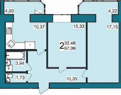 2-комнатная 67.09 м² в ЖК Lakeberry от 12 000 грн/м², Хмельницкий