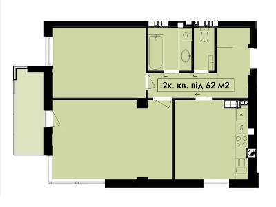 2-комнатная 62 м² в ЖК Lake Club от 18 500 грн/м², Ивано-Франковск