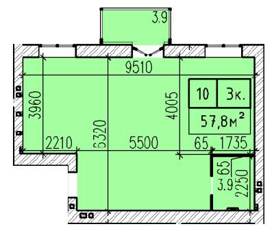 3-комнатная 57.8 м² в ЖК Затишний от 21 500 грн/м², Днепр