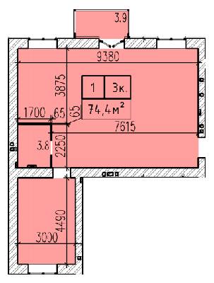 3-комнатная 74.4 м² в ЖК Затишний от 21 500 грн/м², Днепр