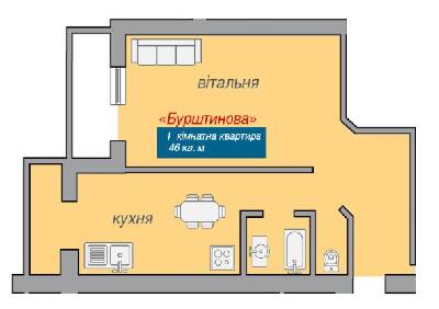 1-комнатная 46 м² в ЖК Новый Эдем от 7 900 грн/м², г. Каменец-Подольский