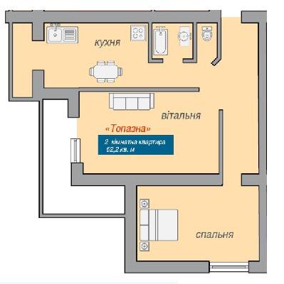 2-комнатная 62.2 м² в ЖК Новый Эдем от 7 900 грн/м², г. Каменец-Подольский