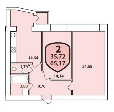 2-комнатная 65.17 м² в ЖК Олимпийский от 16 500 грн/м², Хмельницкий