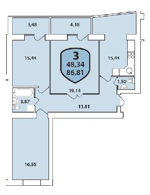 3-комнатная 86.81 м² в ЖК Олимпийский от 12 100 грн/м², Хмельницкий