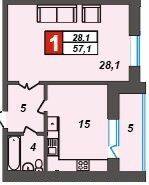 1-комнатная 57.1 м² в ЖК Олимпийский 2 от 9 800 грн/м², Хмельницкий