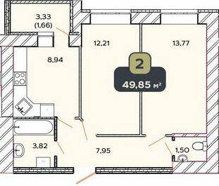 2-кімнатна 49.85 м² в ЖК Spring Town від 13 000 грн/м², Хмельницький