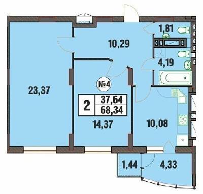 2-комнатная 68.34 м² в ЖК Над Бугом от 13 200 грн/м², Хмельницкий