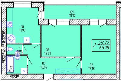 2-кімнатна 68.18 м² в ЖК Приозерний від 10 300 грн/м², Хмельницький