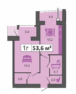 1-кімнатна 53.6 м² в ЖК PodilSky від 12 400 грн/м², м. Кам`янець-Подільський