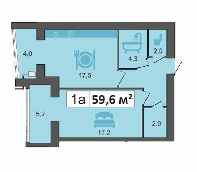 1-комнатная 59.6 м² в ЖК PodilSky от 10 700 грн/м², г. Каменец-Подольский