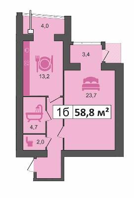 1-комнатная 58.8 м² в ЖК PodilSky от 10 700 грн/м², г. Каменец-Подольский