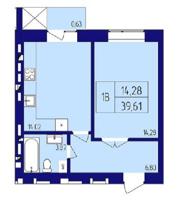 1-кімнатна 39.61 м² в ЖК Варшавський від забудовника, м. Нетішин