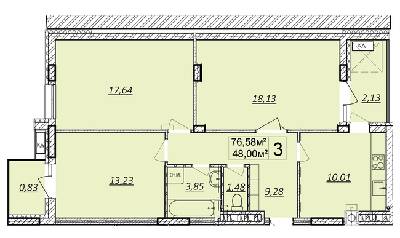 3-комнатная 76.58 м² в ЖК Дружба Хаус от 14 500 грн/м², г. Волочиск